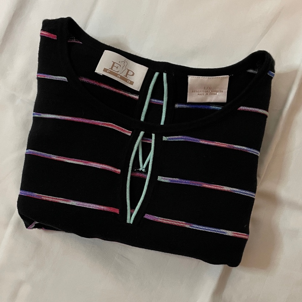 Golf Shirt | Golf Top with Stripes by EP Pro | with keyhole detail | size Large